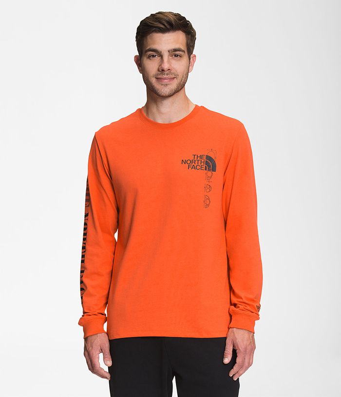 The North Face T-Shirts Recycled Expedition Graphic Long Sleeve Orange - Mens - Thailand PRKSA-4986